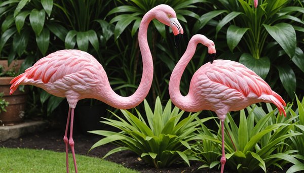 Elegante flamingo-statue für stilvolle garten- oder raumdekoration